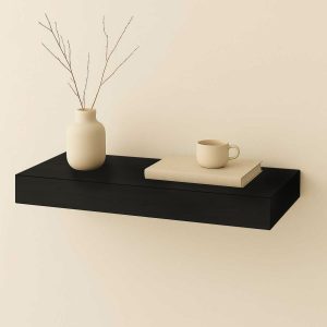 38mm Dikke zwevende wandplank op maat Zwart Eiken (U998 ST38 | RAL9005)